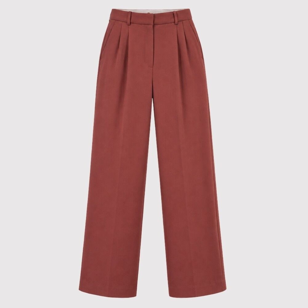 Aritizia Wilfred Pants Women Rust The Effortless Hi Rise Pleated Wide Leg Size 6